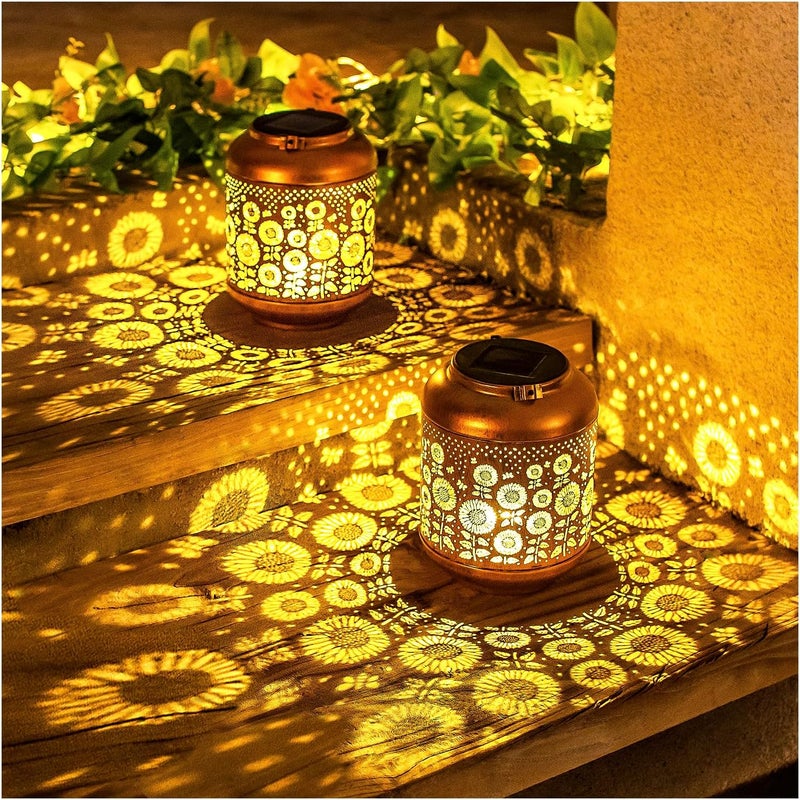 EZTZEN Sunflower Solar Lanterns Outdoor Waterproof Hanging Solar Lights Sunflower Gifts for Women Men Mom Metal Decorative LED Outdoor Lanterns for Patio,Lawn,Landscape, Garden Decor, Yard Decoration - Image 4